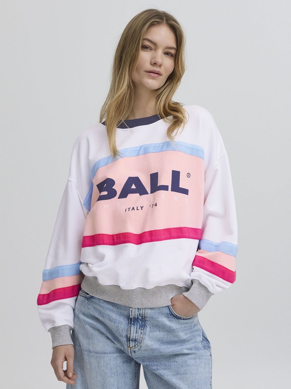 Ball Sweatshirt Damen Baumwolle mehrfarbig gemustert, L