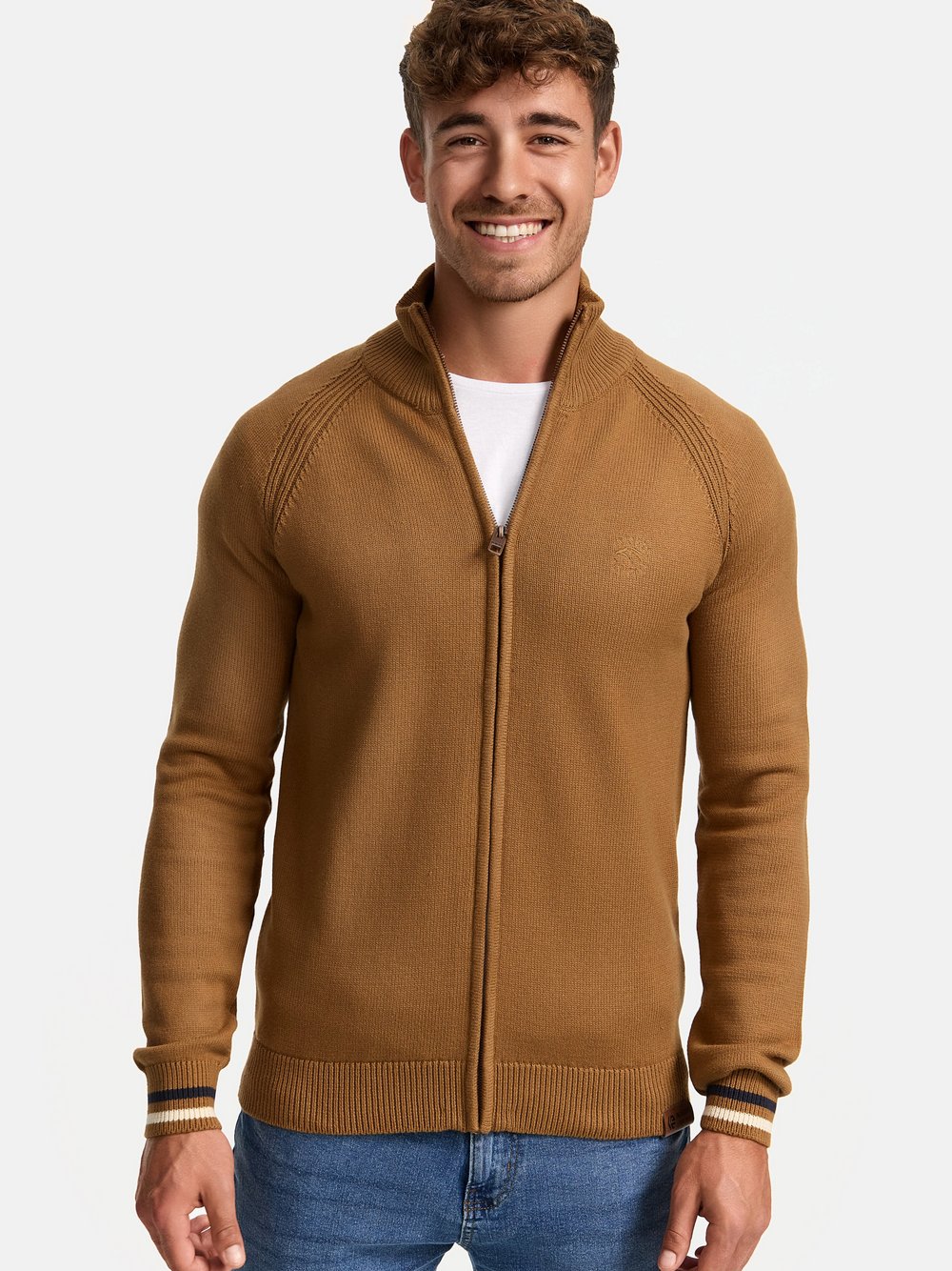 Indicode Strickjacke Herren Baumwolle braun, XXL