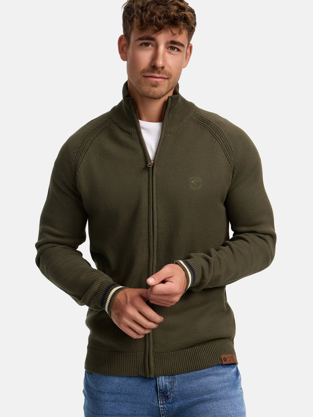 Indicode Strickjacke Herren Baumwolle grün, XXL