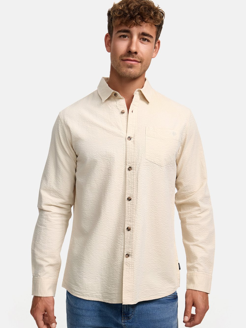 Indicode Hemd Langarm Herren Regular Fit Baumwolle beige, XL