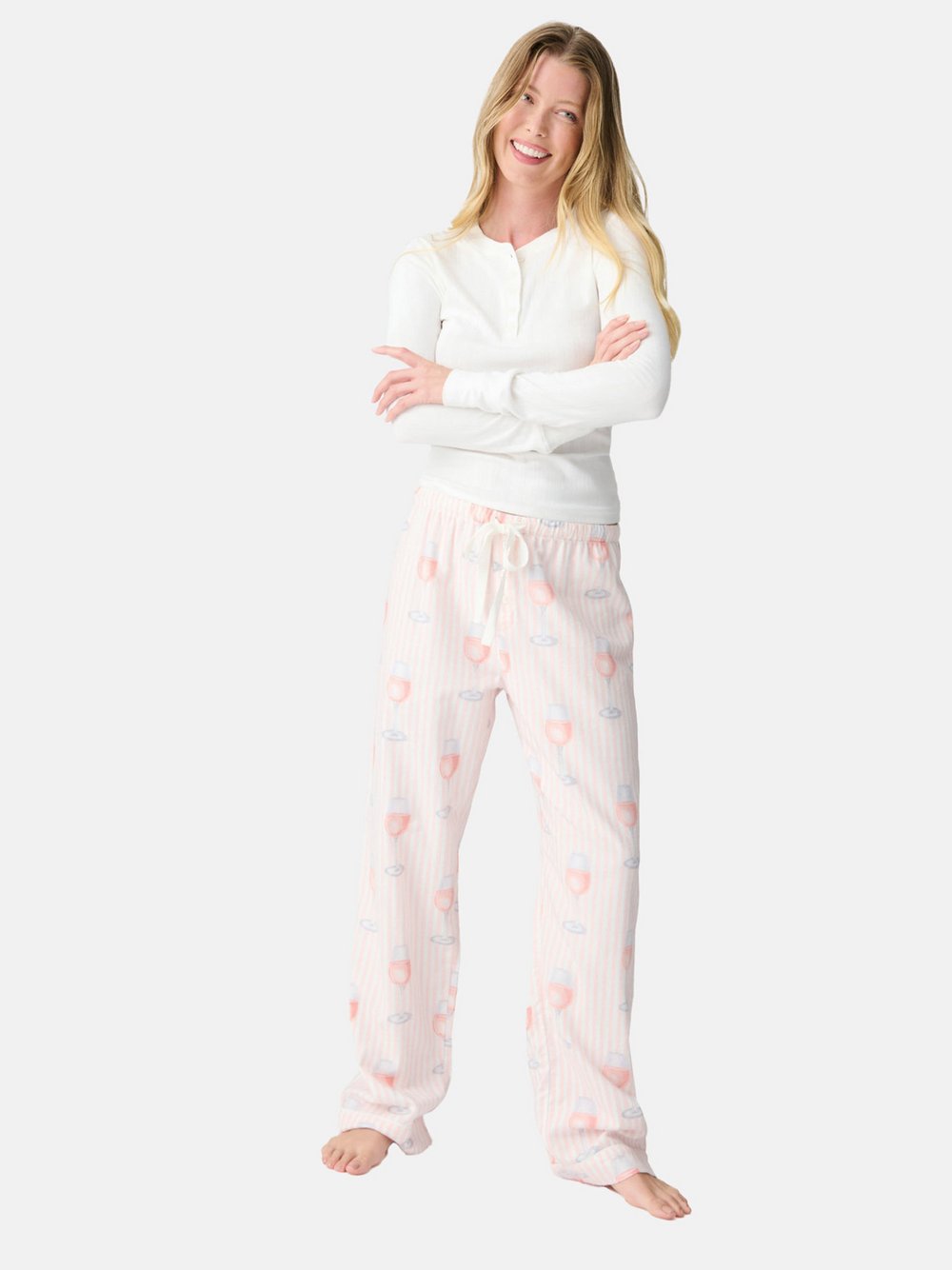 PJ Salvage Pyjamahose  Damen Baumwolle rot bedruckt, S