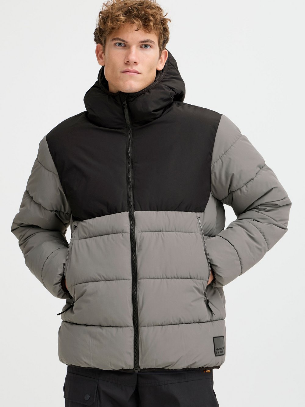 North Bend Steppjacke Herren grau strukturiert, M