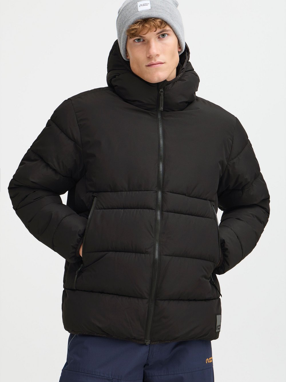 North Bend Steppjacke Herren schwarz strukturiert, M