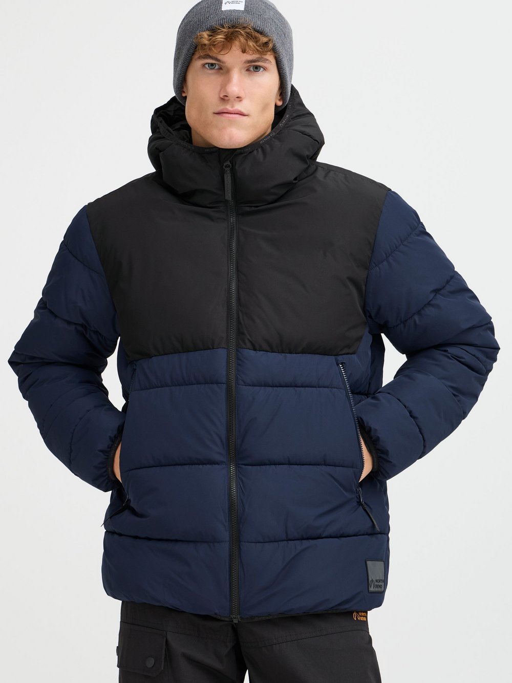 North Bend Steppjacke Herren blau strukturiert, XXXL