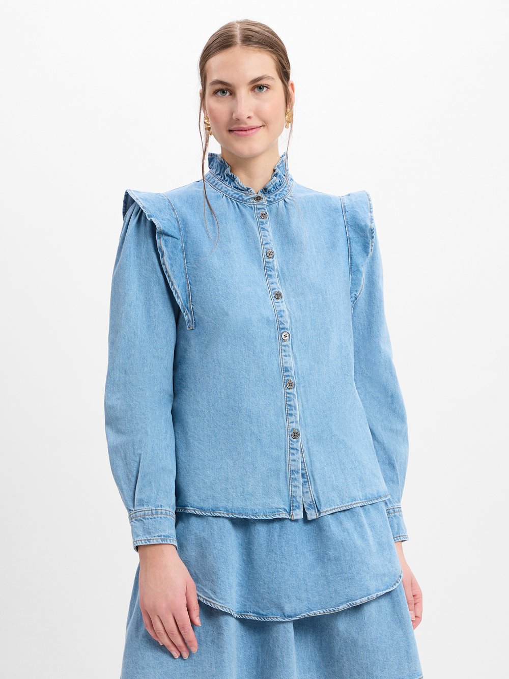 Marie Lund Collection Jeansbluse Damen Baumwolle blau, L