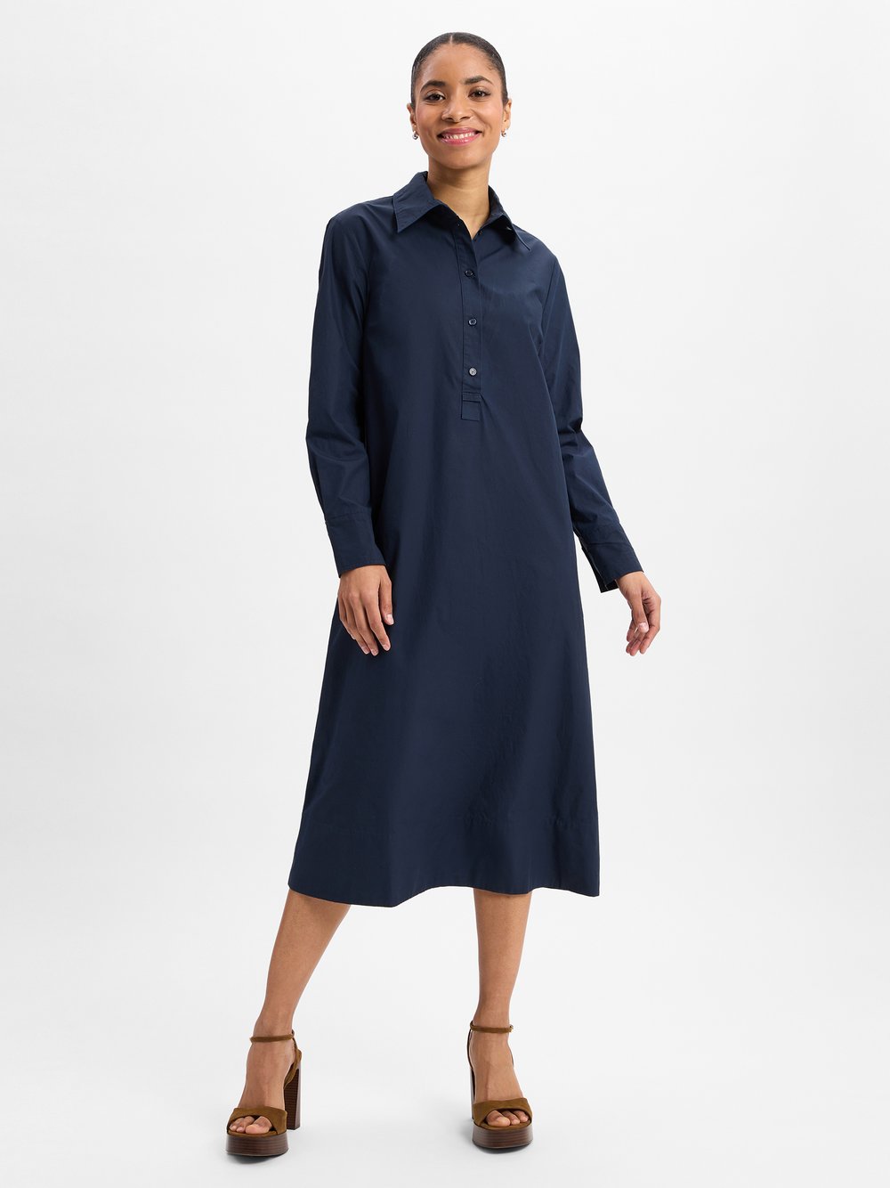 Marie Lund Collection Blusenkleid Damen Baumwolle blau, XXL