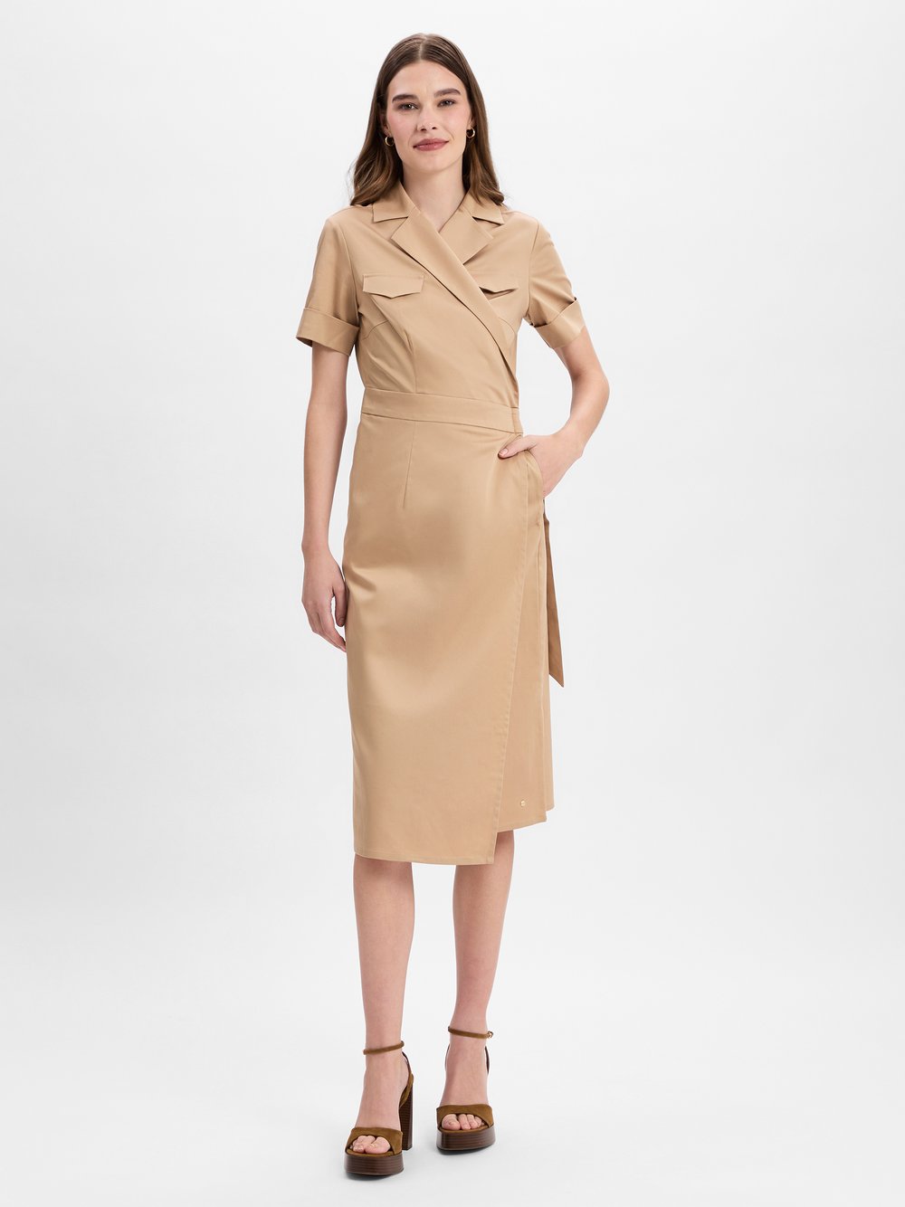 Betty & Co Wickelkleid Damen Baumwolle beige, 42