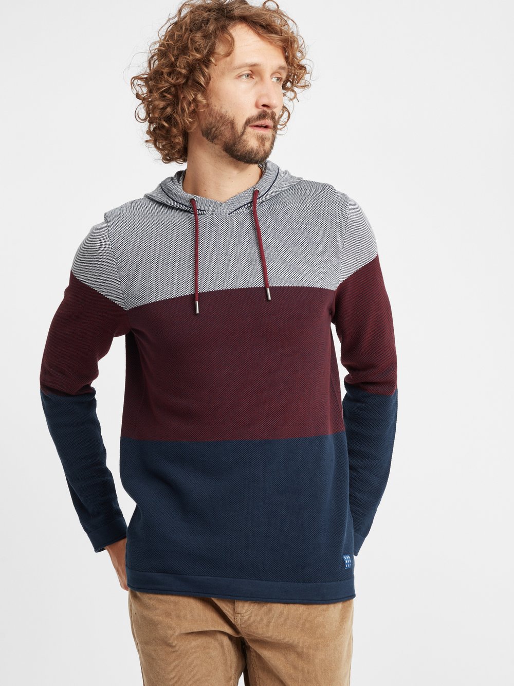 BLEND Strickpullover Herren Baumwolle blau gestreift, XXL