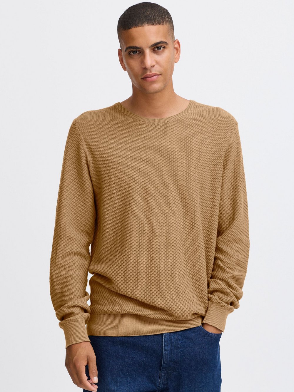 BLEND Strickpullover Herren Baumwolle braun, M