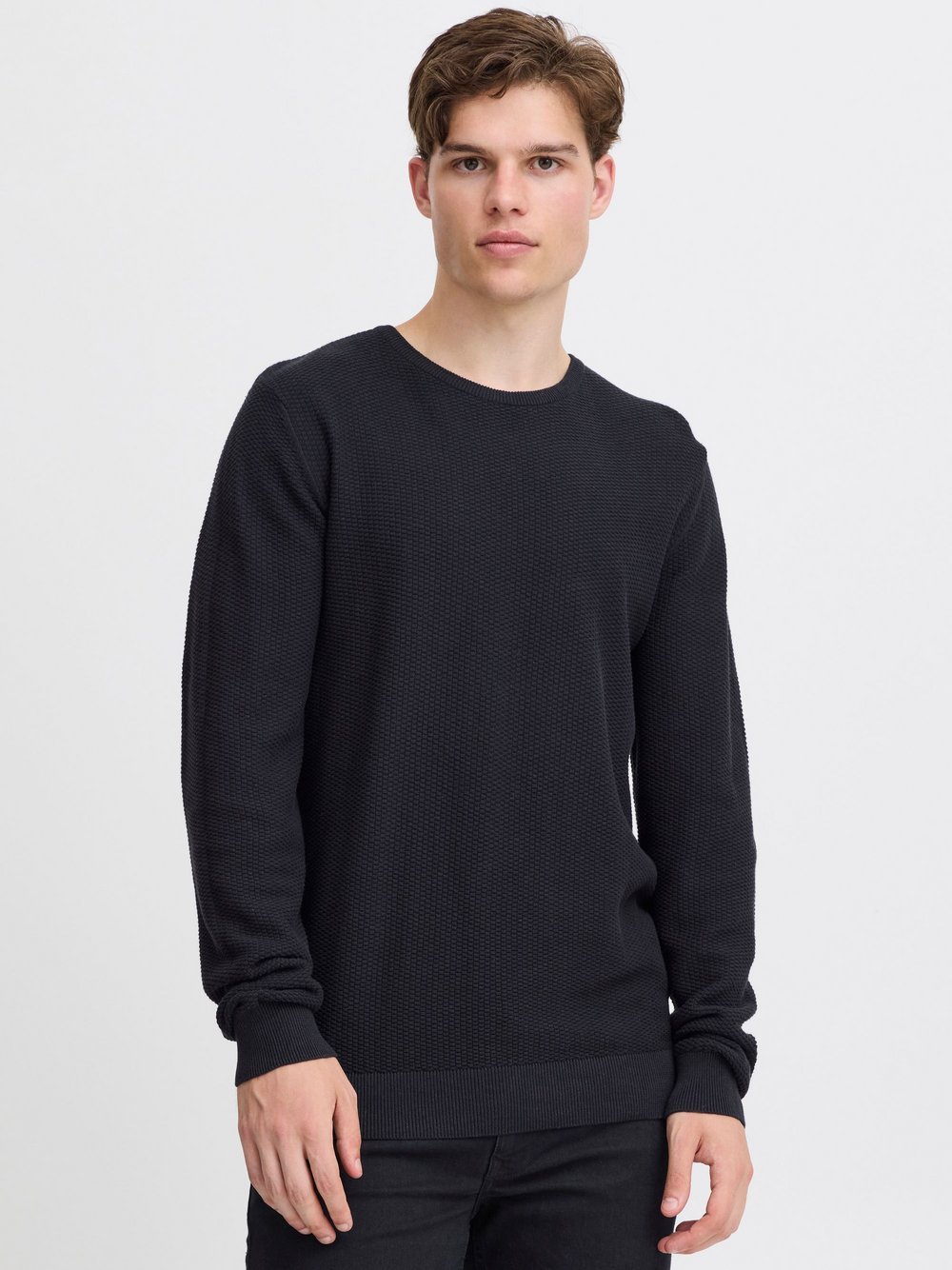 BLEND Strickpullover Herren Baumwolle schwarz, L