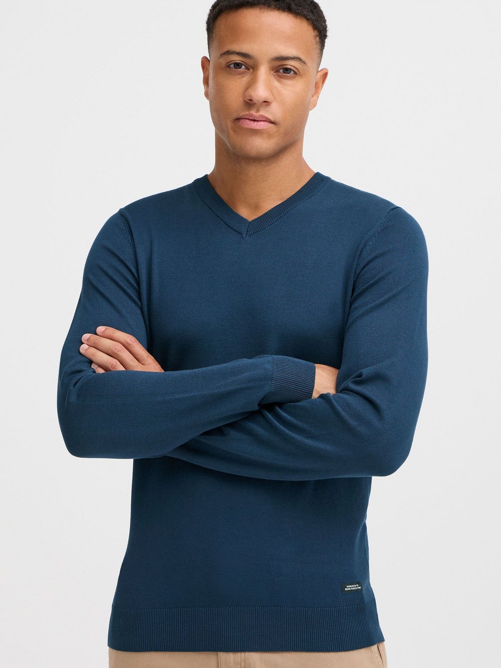 BLEND Strickpullover Herren blau, L