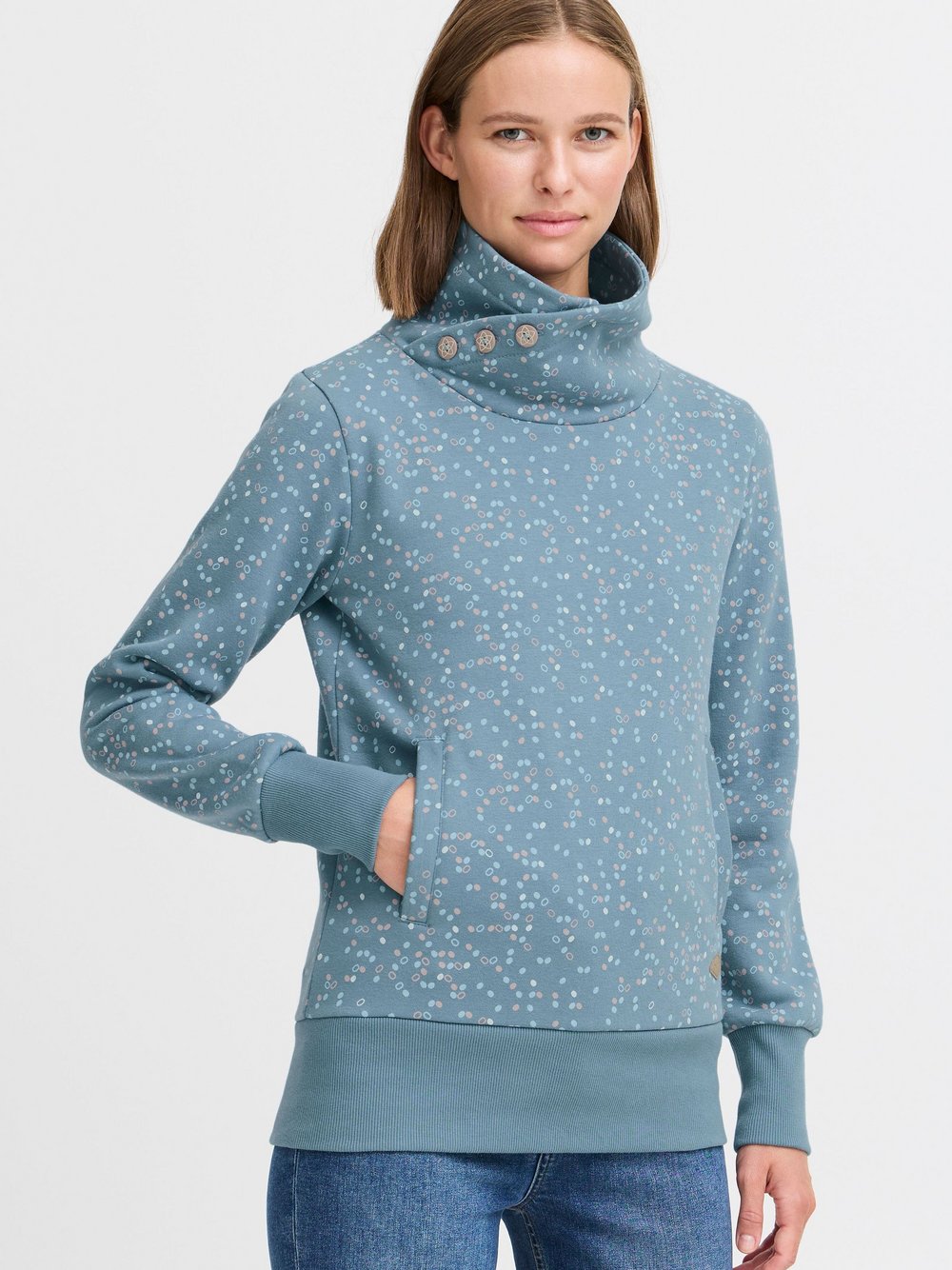 OXMO Sweatshirt Damen blau gemustert, XXL