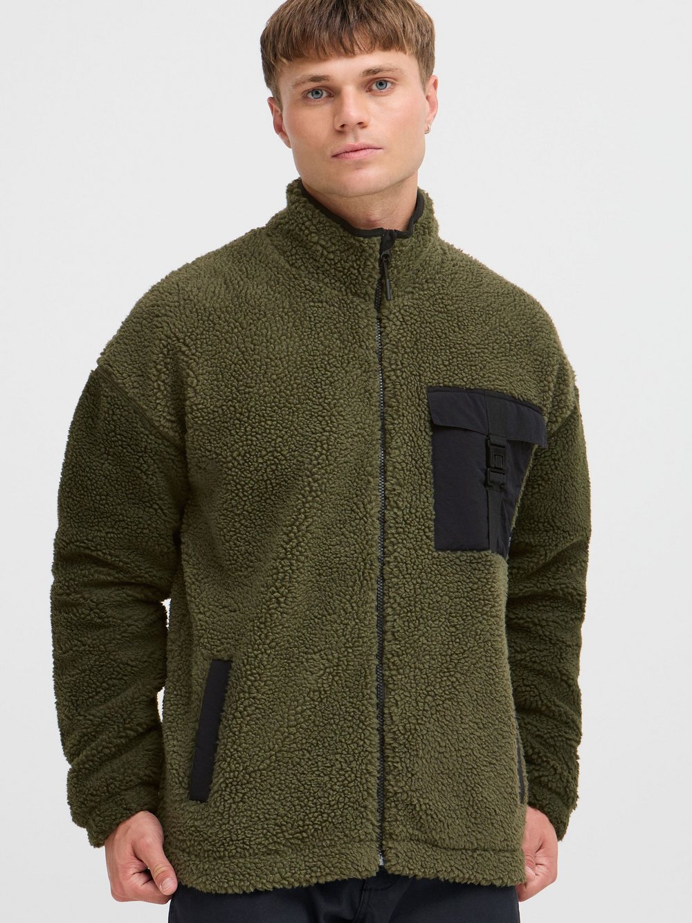 Indicode Fellimitatjacke Herren grün gemustert, XL