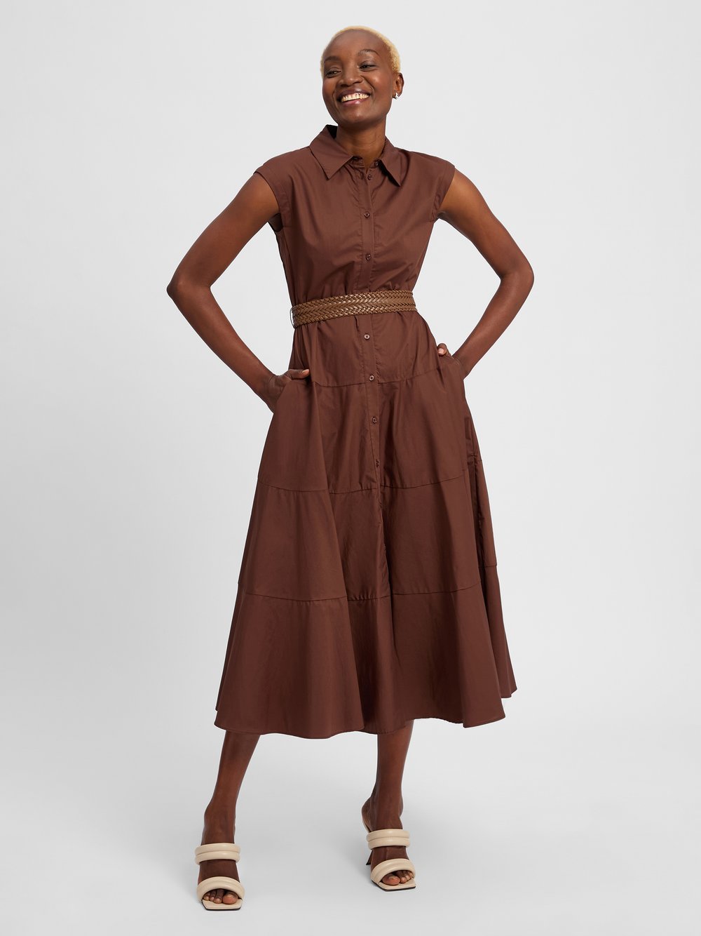 Ambiance Sommerkleid Damen Baumwolle braun, 34