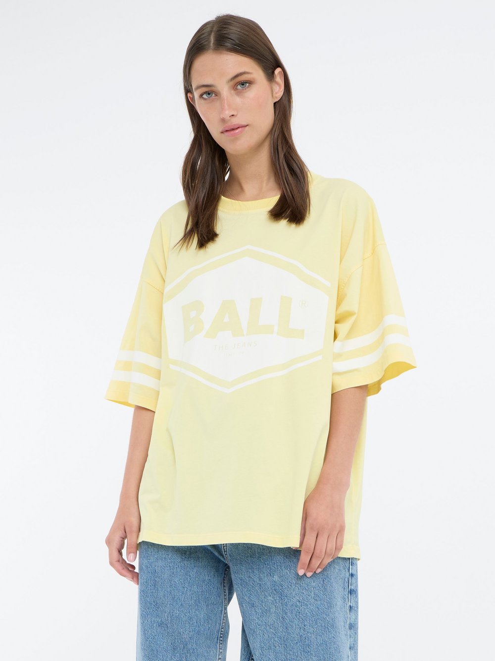 Ball T-Shirt Damen Baumwolle gelb gemustert, L