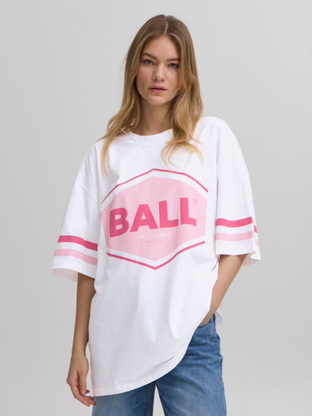 Ball T-Shirt Damen Baumwolle mehrfarbig gemustert, XS