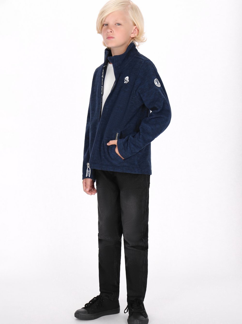 Schmuddelwedda (Kids) Fleecejacke Jungen blau meliert, 134