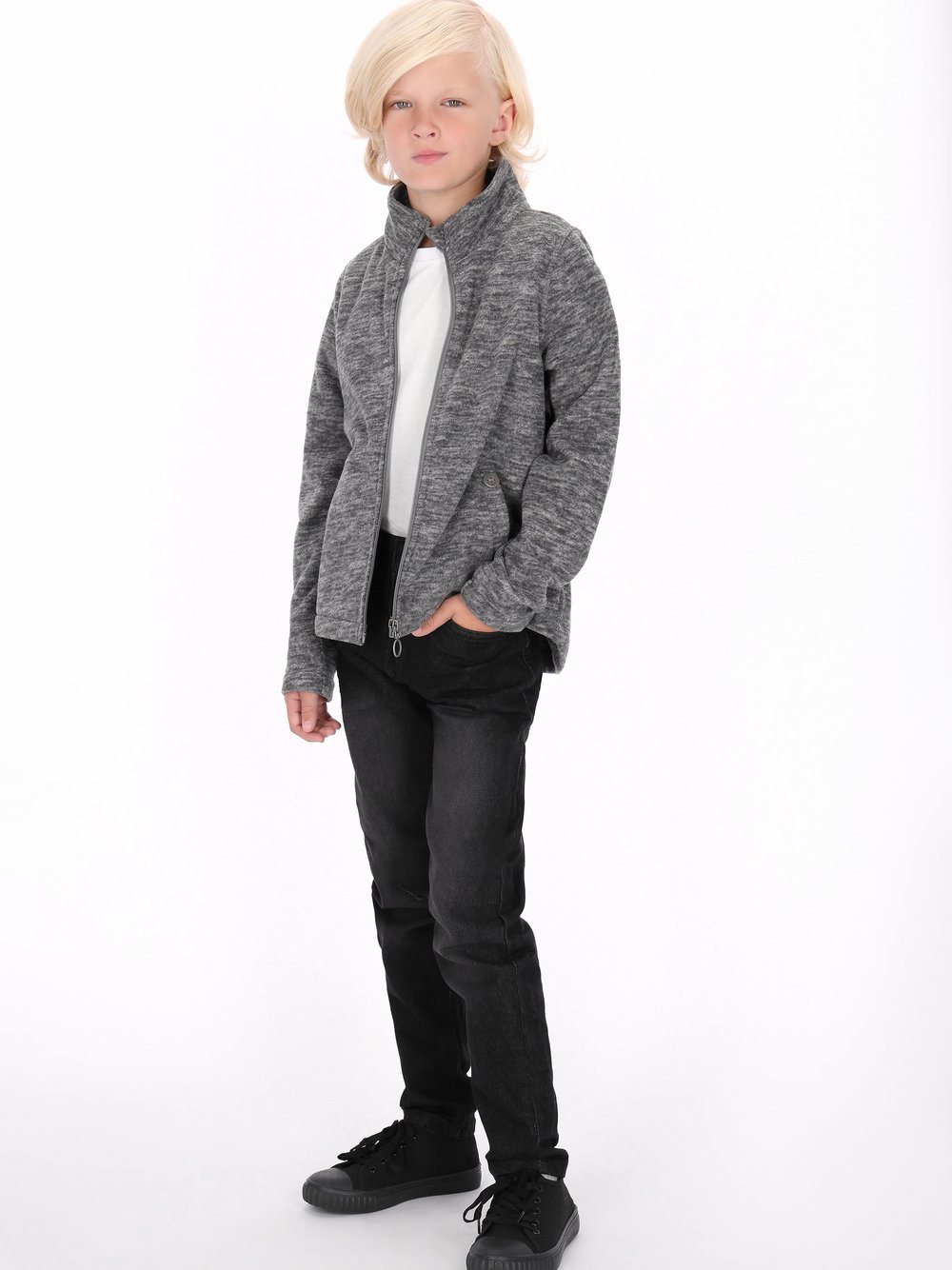 Dreimaster (Kids) Fleecejacke Jungen grau meliert, 140