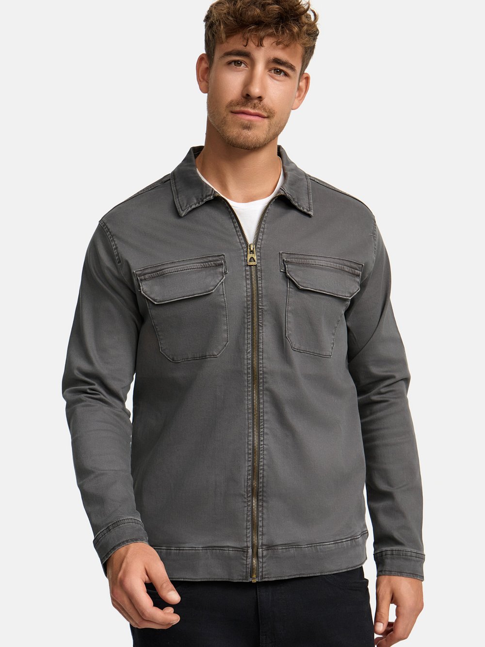 Indicode Hemd Langarm Herren Regular Fit Baumwolle grau, XXL