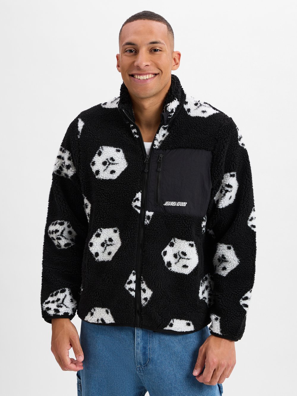 Santa Cruz Teddy-Blouson Herren schwarz gemustert, S