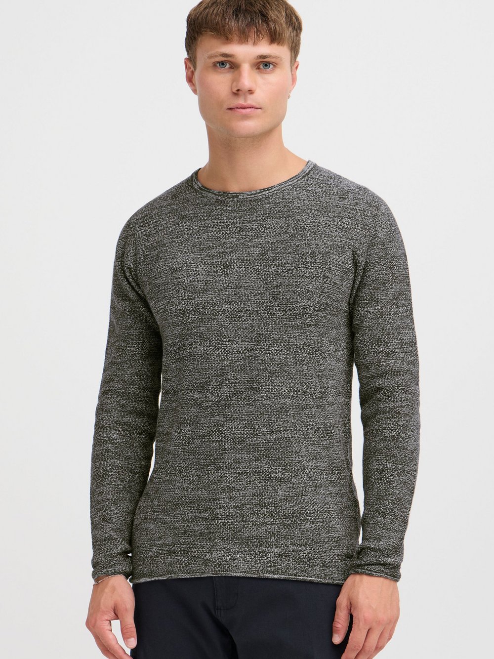 Indicode Strickpullover Herren Baumwolle grau meliert, XXXL