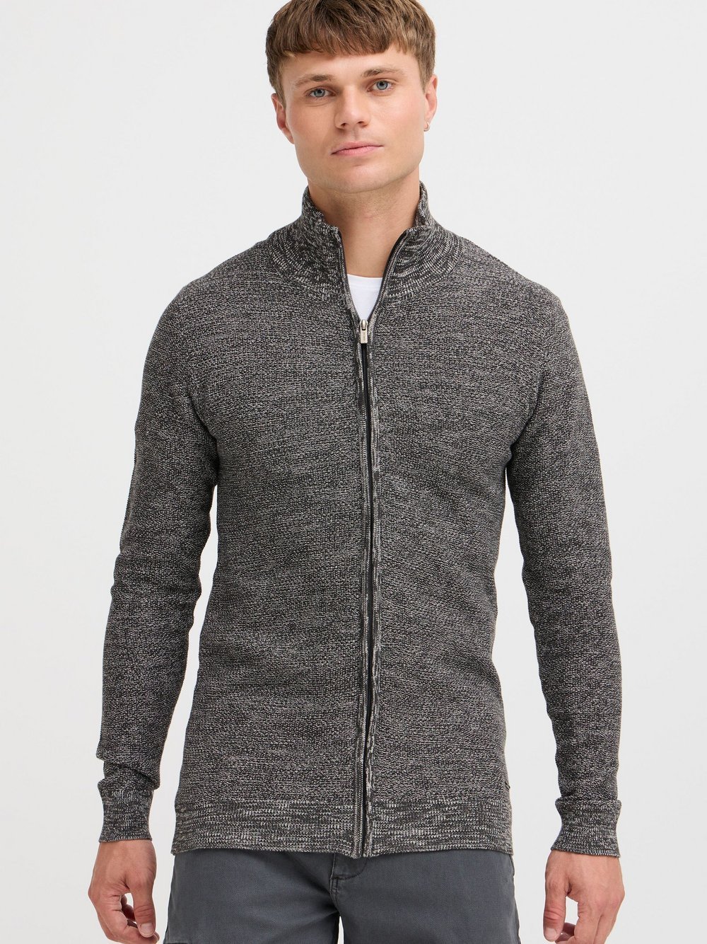 Indicode Strickjacke Herren Baumwolle grau meliert, M