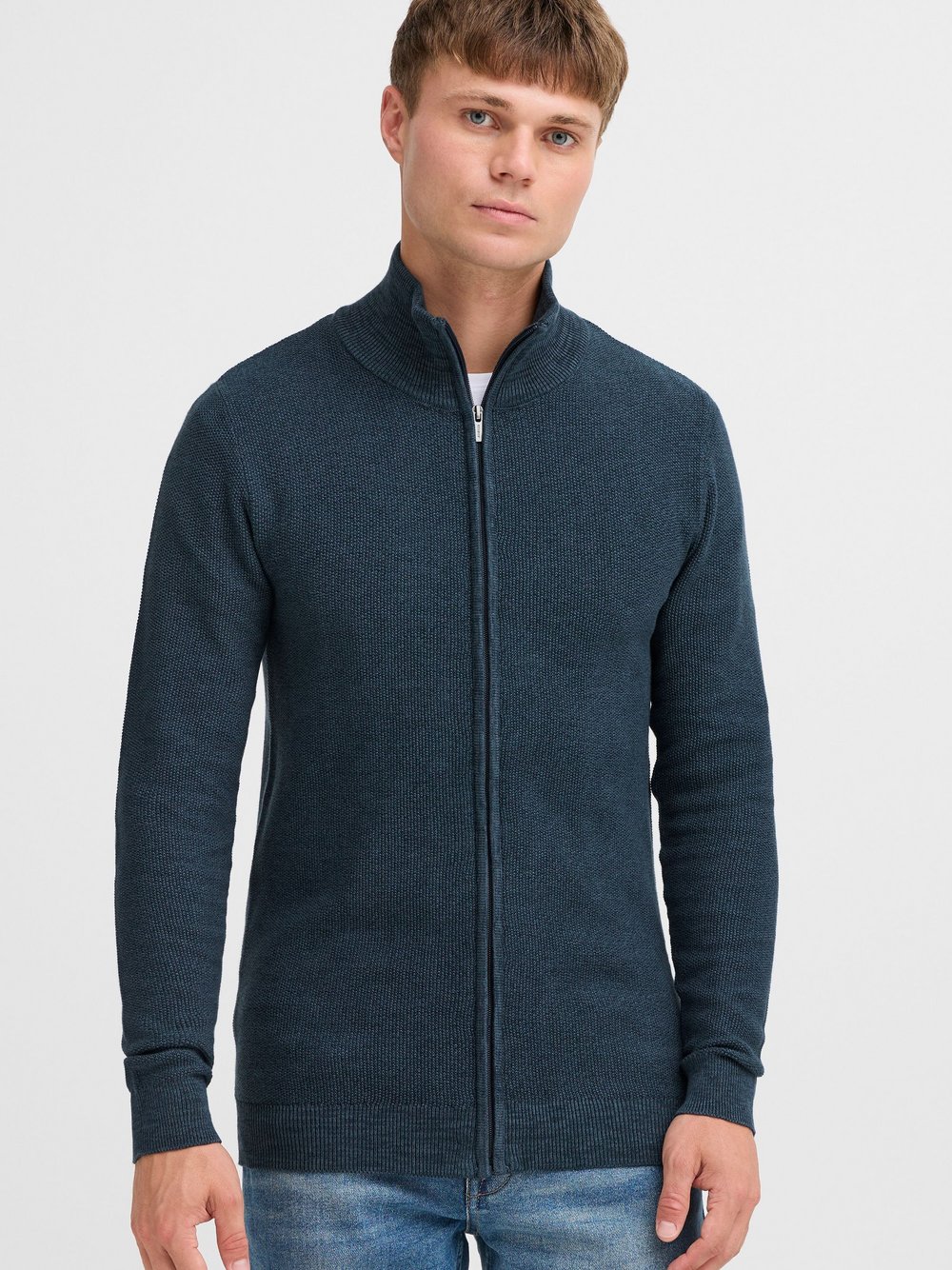 Indicode Strickjacke Herren Baumwolle blau meliert, XXXL