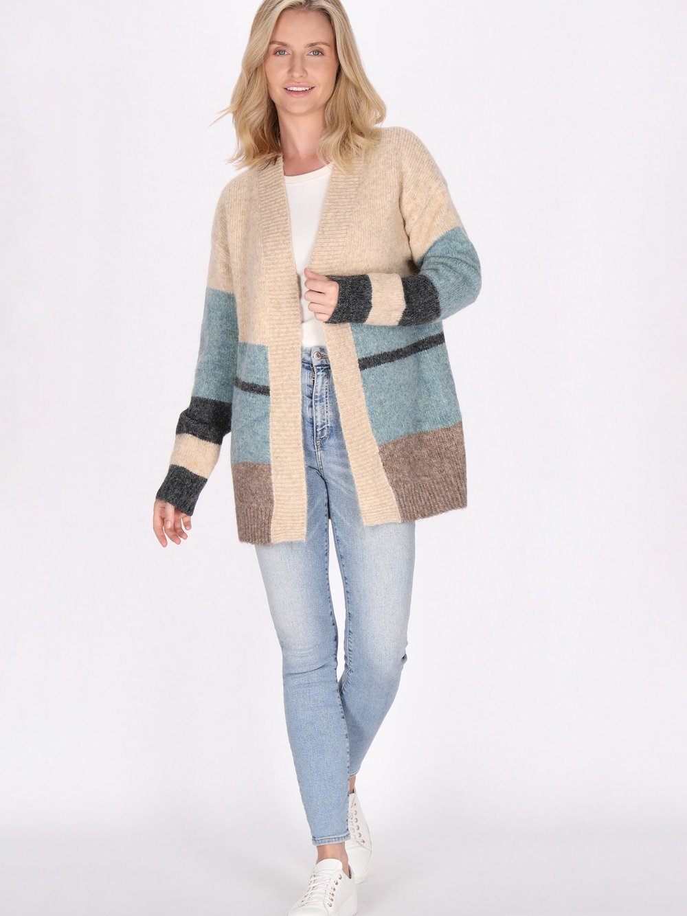 Usha Cardigan Damen Polyamid beige gestreift, XS/S