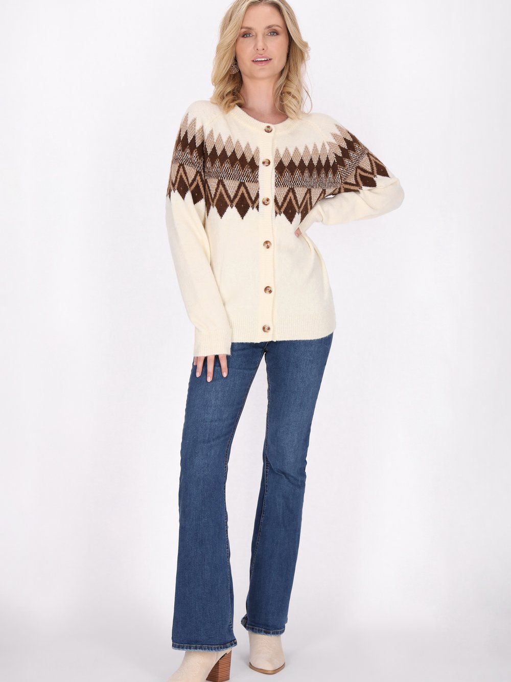 Usha Cardigan Damen beige gemustert, M/L