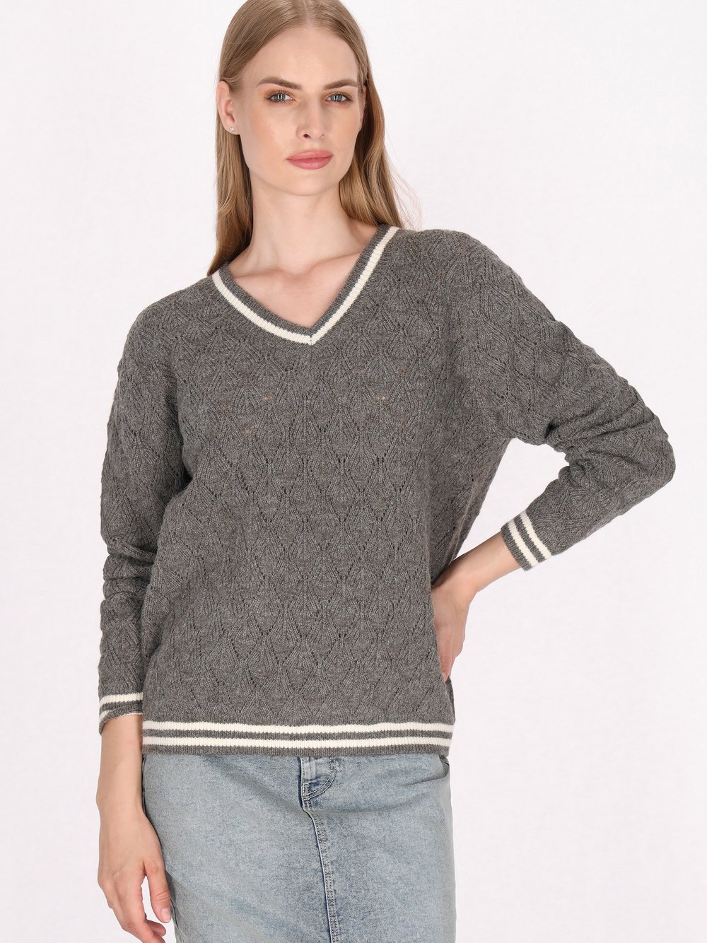 Dreimaster Pullover Damen grau, XS/S