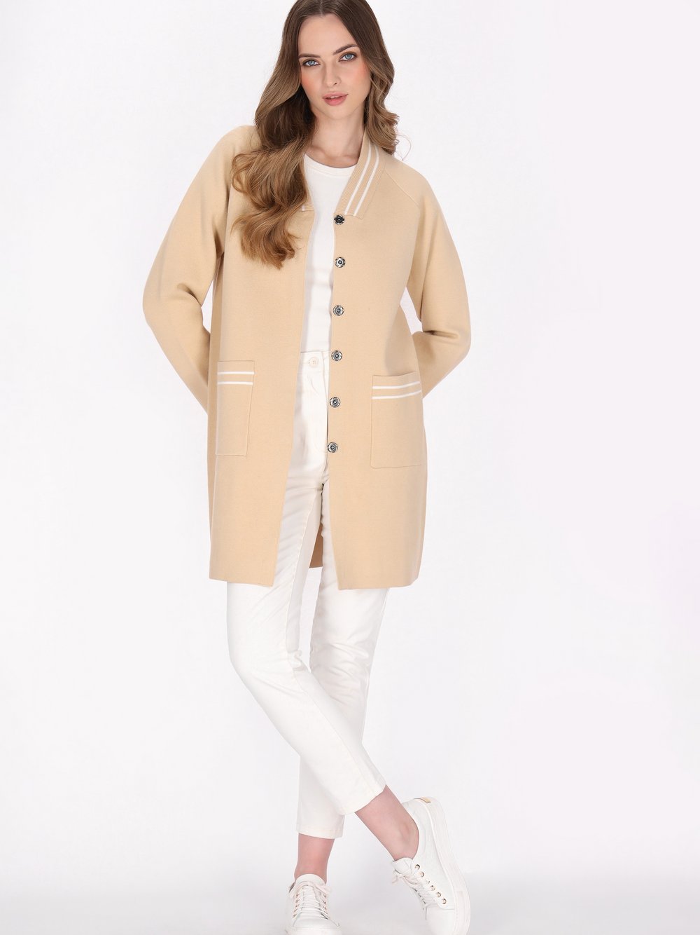 Dreimaster Cardigan Damen Viskose beige, M/L