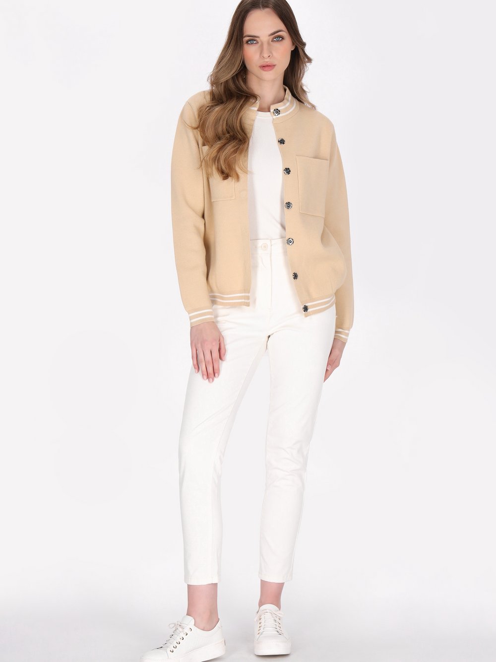 Dreimaster Cardigan Damen Viskose beige, XS/S