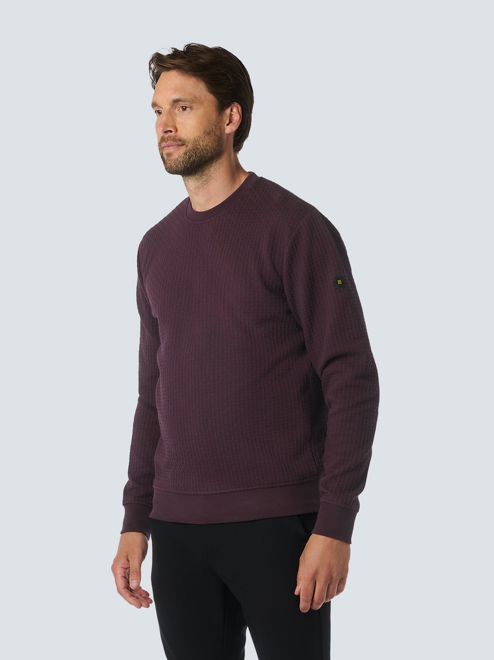 No Excess Jacquard Pullover mit Rundhalsausschnitt Herren lila, XXL