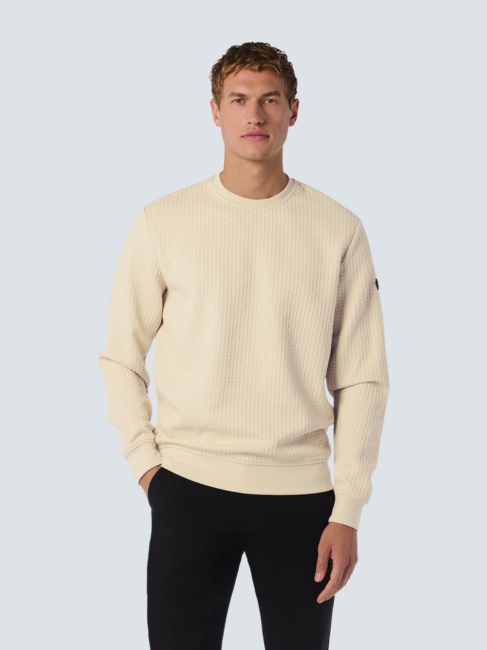 No Excess Jacquard Pullover mit Rundhalsausschnitt Herren beige, L