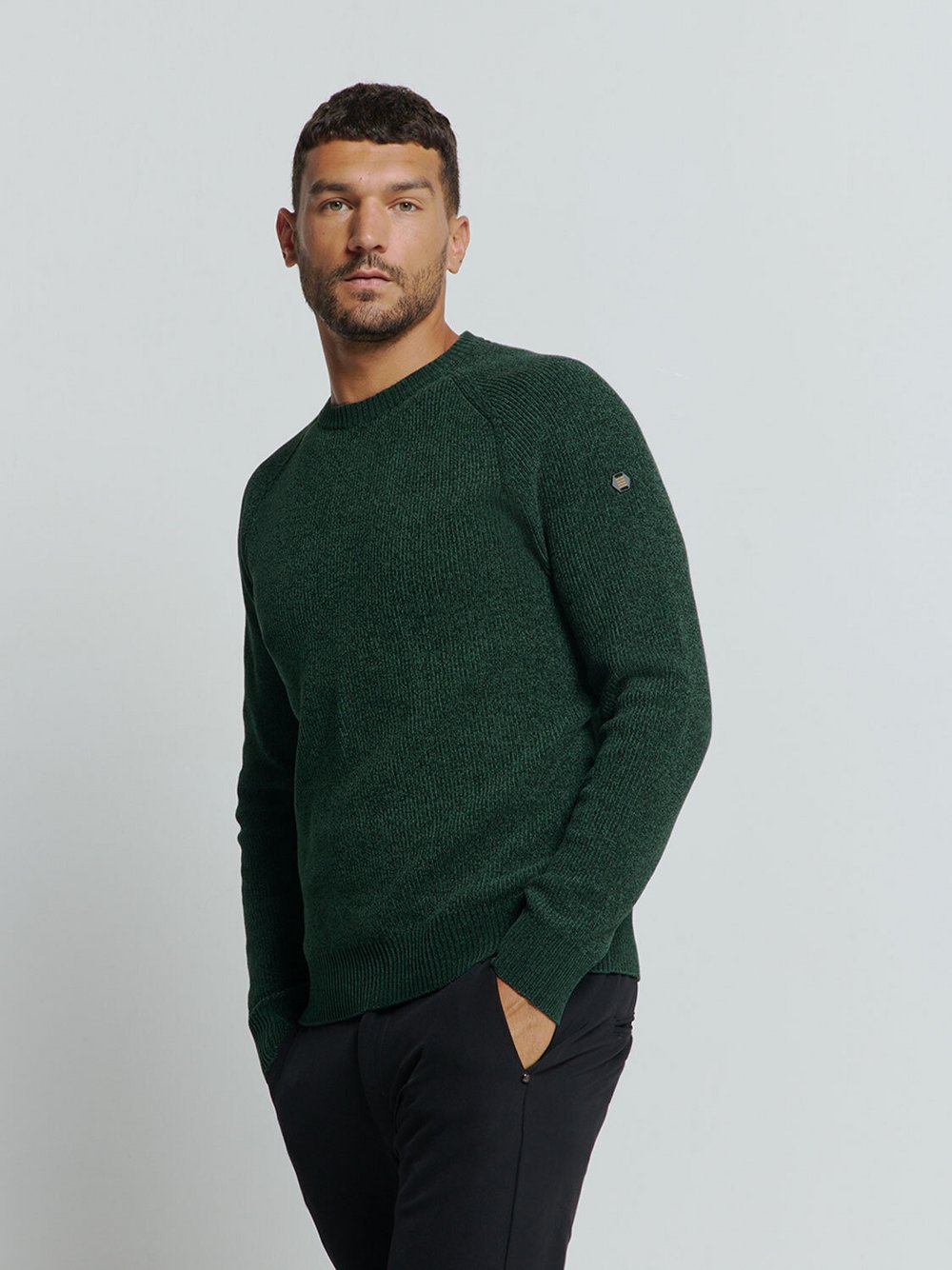 No Excess Chenillo-Crewneck-Pullover Herren grün, L