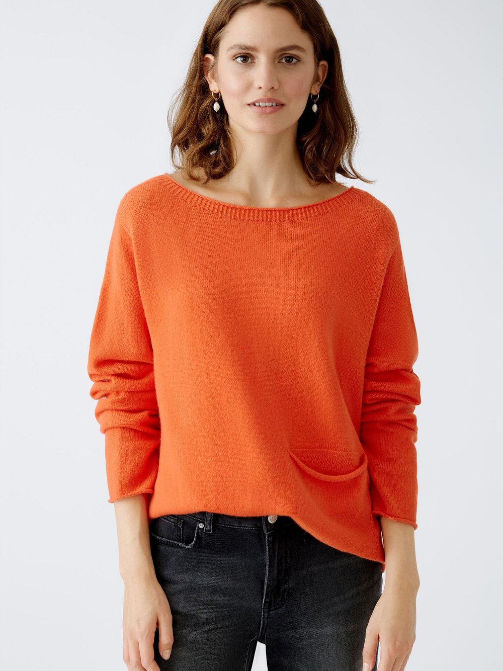 Oui Pullover Damen Wolle orange, 36