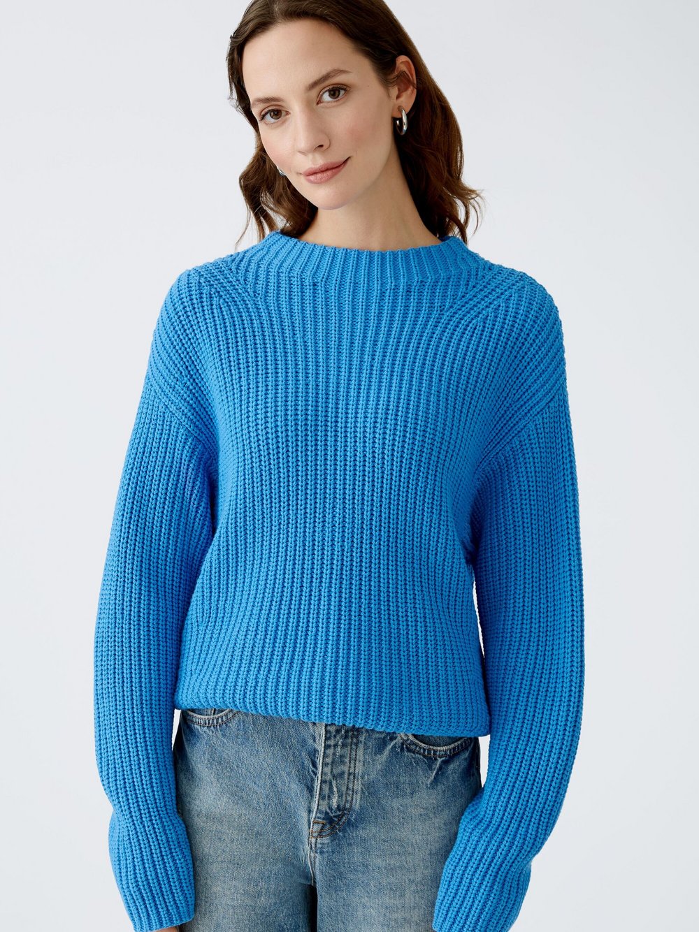 Oui Pullover Damen Baumwolle blau, 42