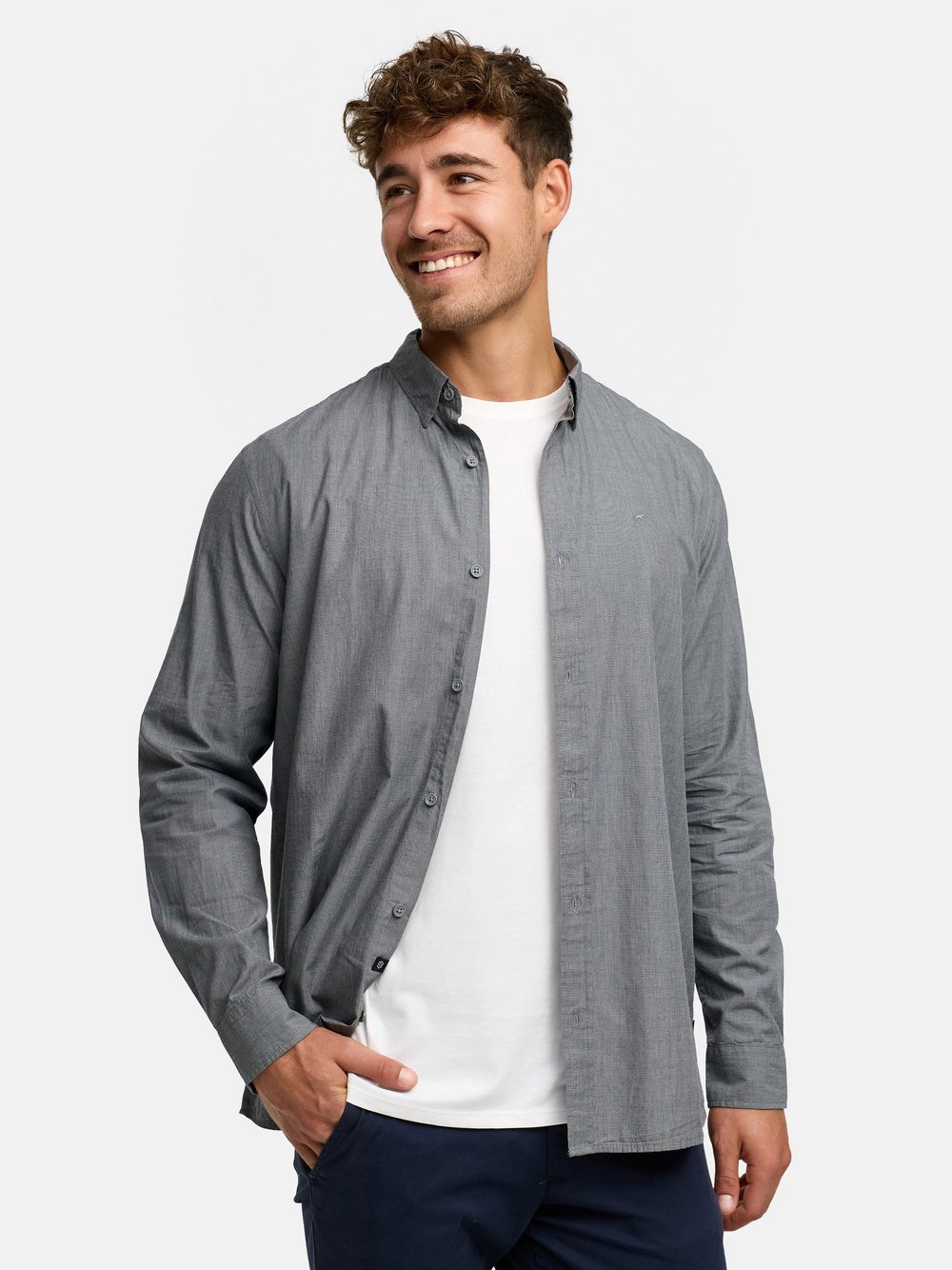 Indicode Hemd Langarm Herren Regular Fit Baumwolle grau, XXL