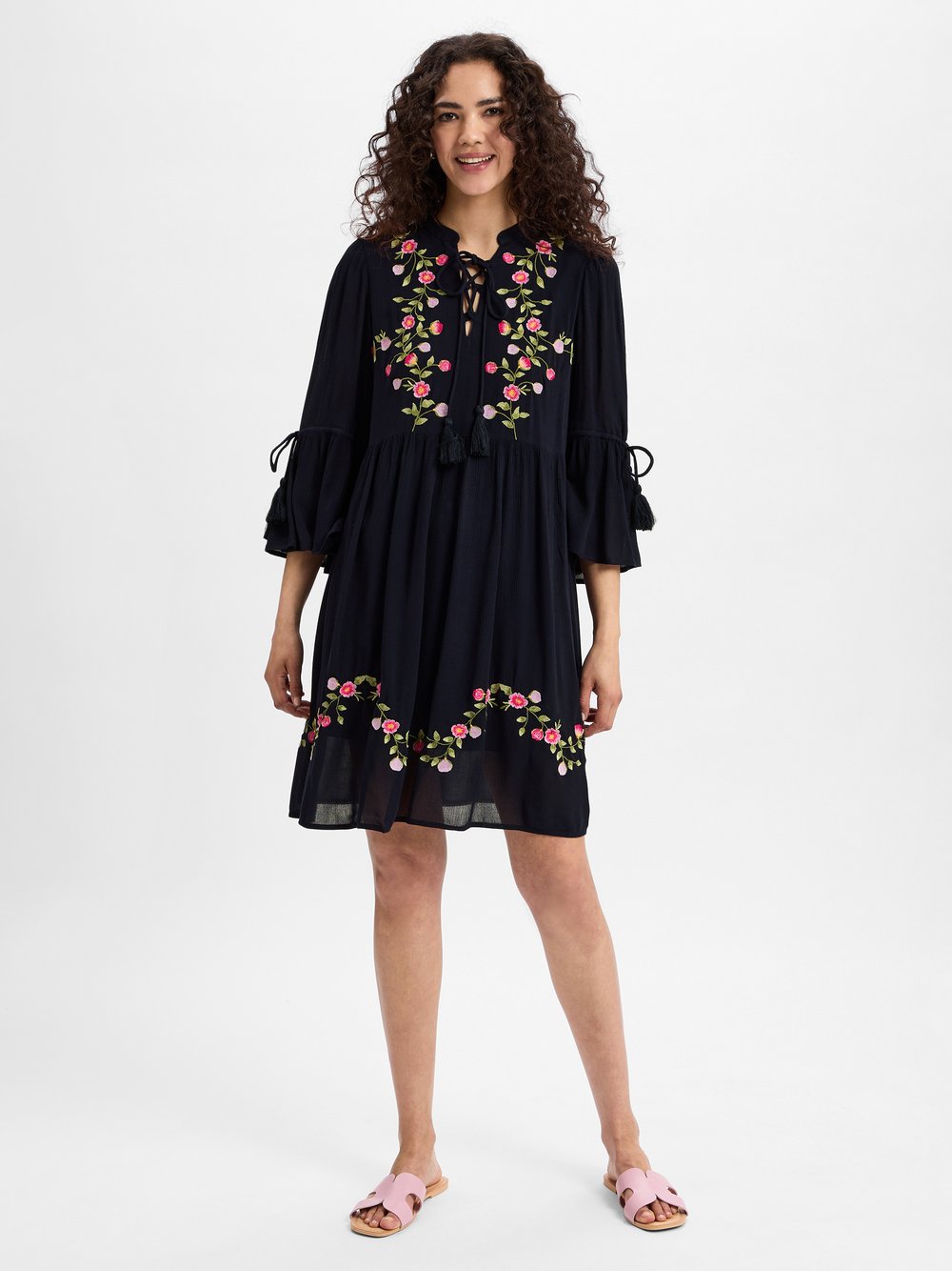 Thumbnail - Y.A.S Sommerkleid Damen Viskose blau gemustert, 34