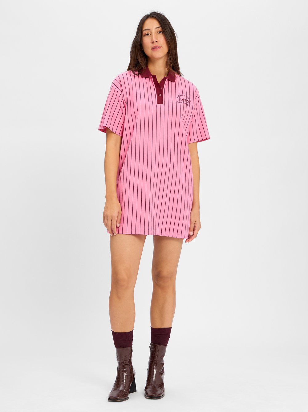 JJXX Shirtkleid Damen Baumwolle pink gestreift, XS