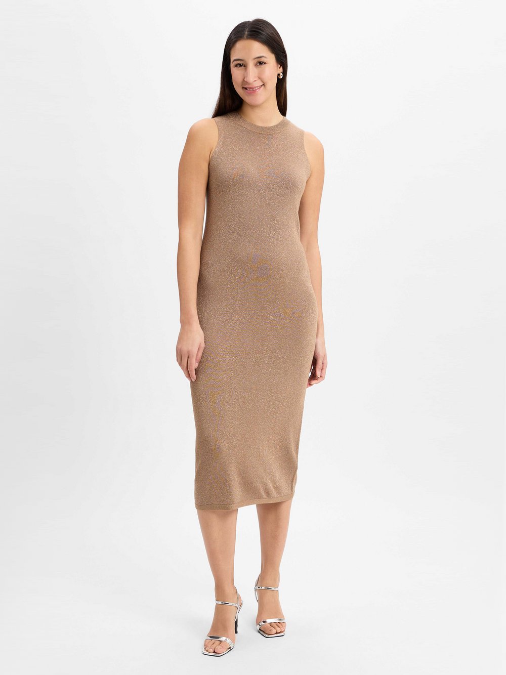 Marie Lund Strickkleid Damen Viskose gold meliert, 36