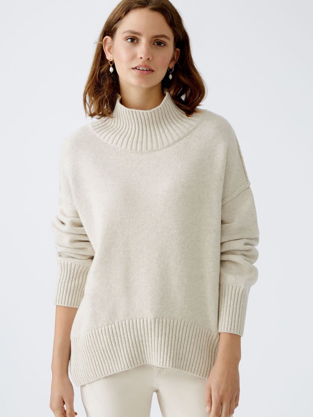 Oui Pullover Damen Wolle beige, 38