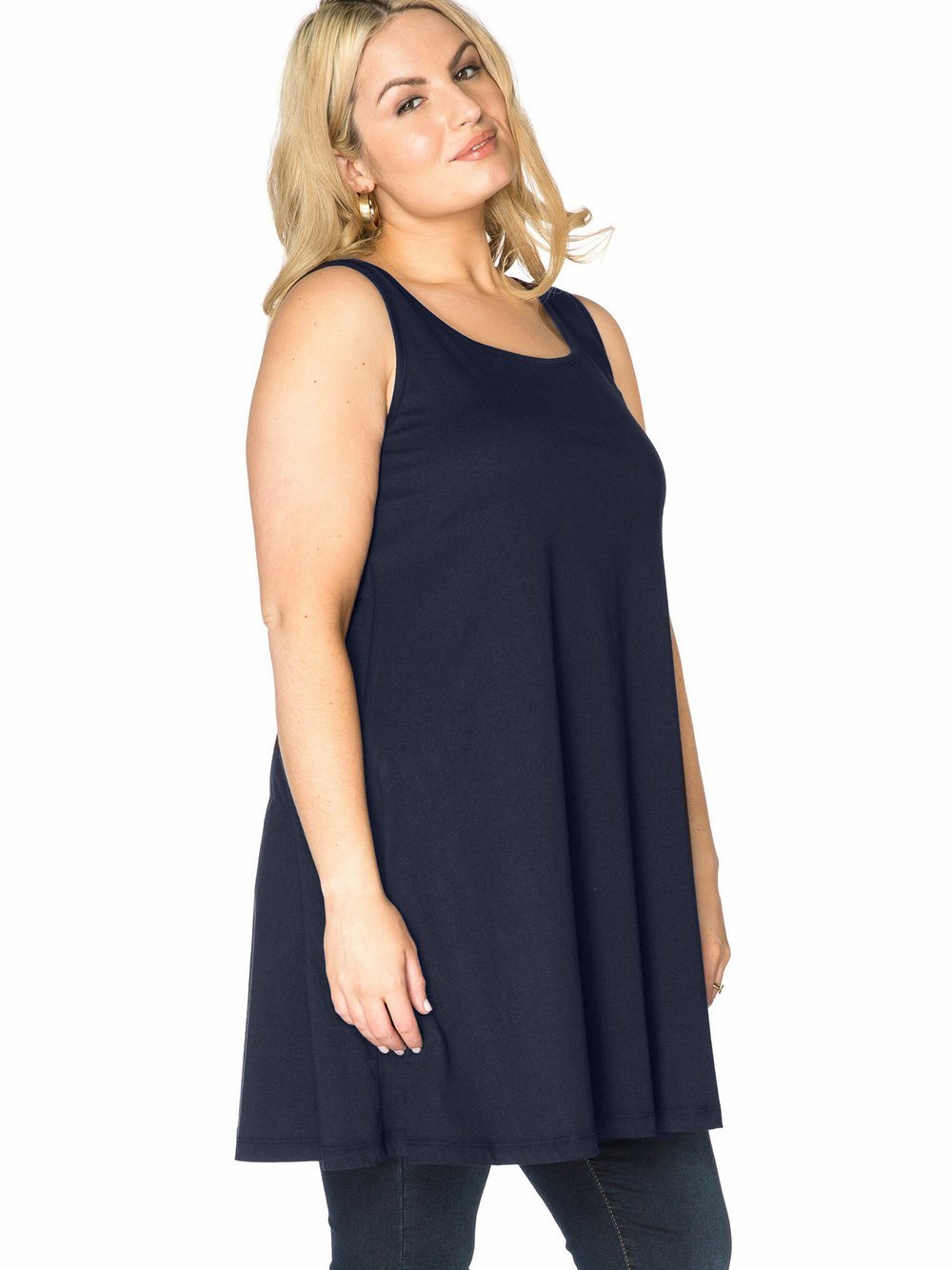 YOEK Top Damen Baumwolle blau, XXL