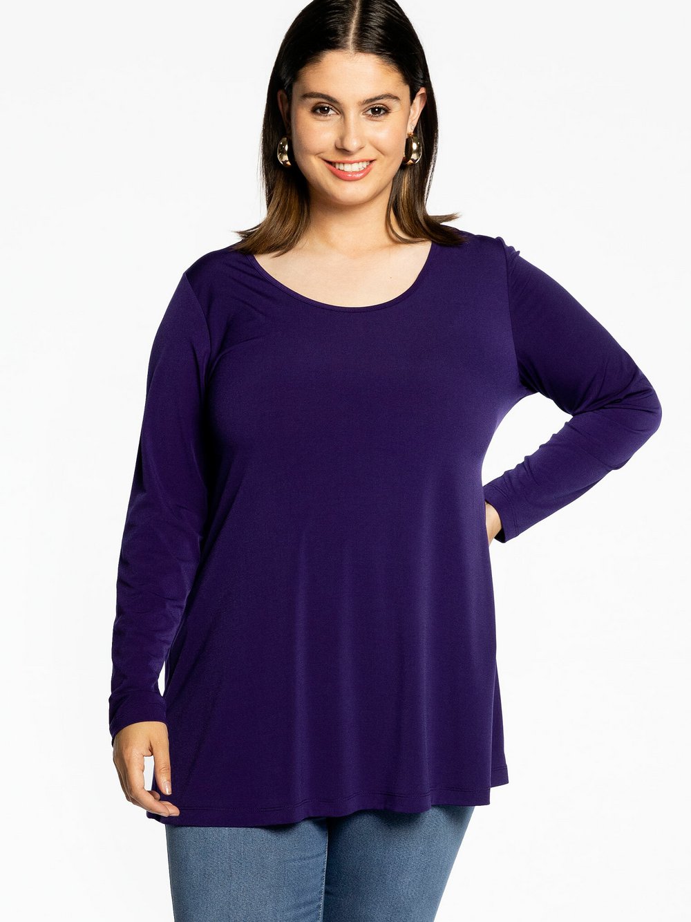 Thumbnail - YOEK Langarmshirt Damen lila, 54-56