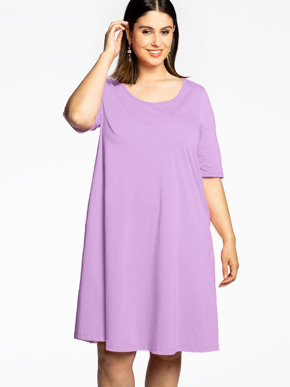 Thumbnail - YOEK Kleid Damen Baumwolle lila, 50-52