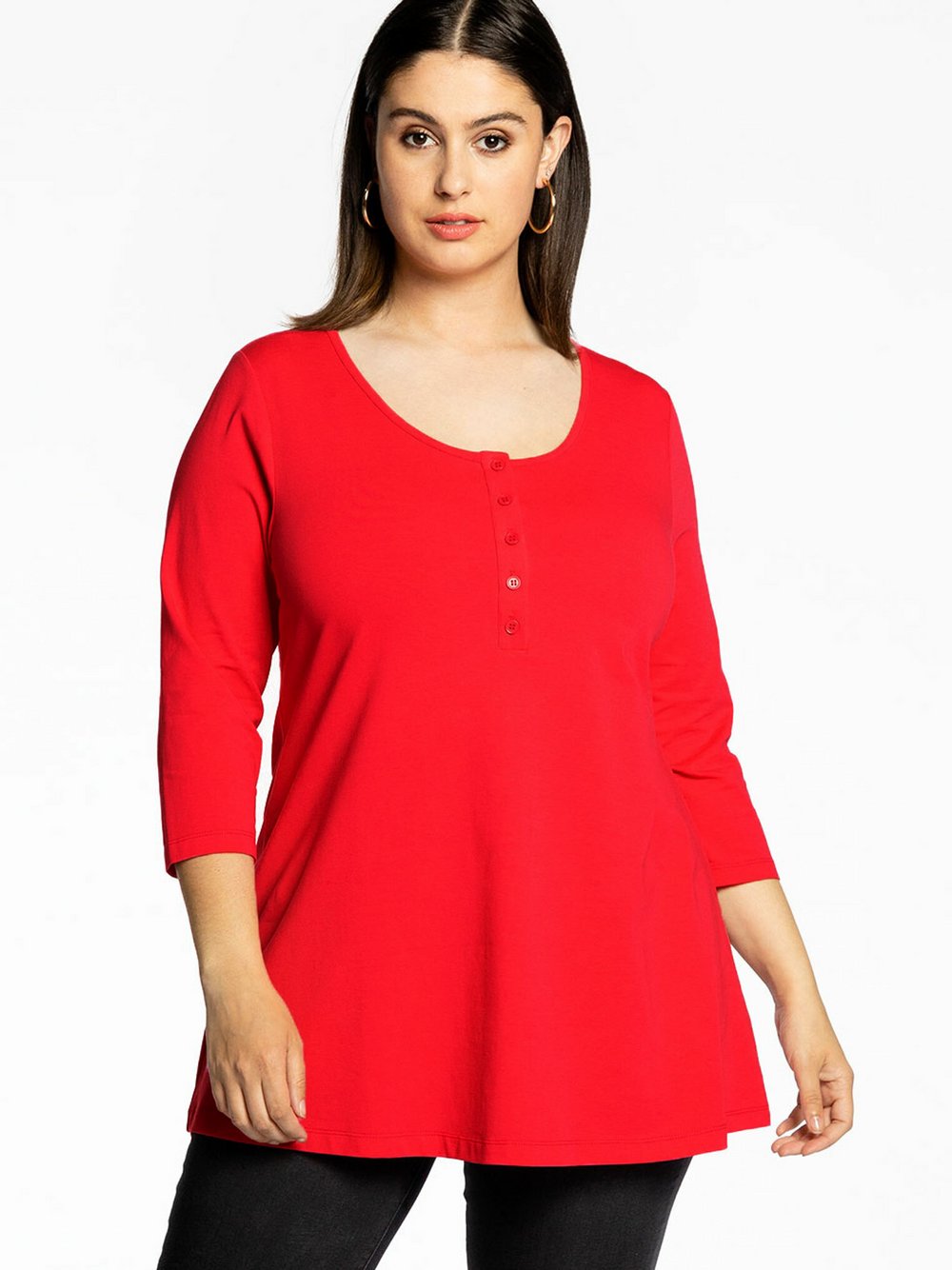 Thumbnail - YOEK Tunika Damen Baumwolle rot, 50-52
