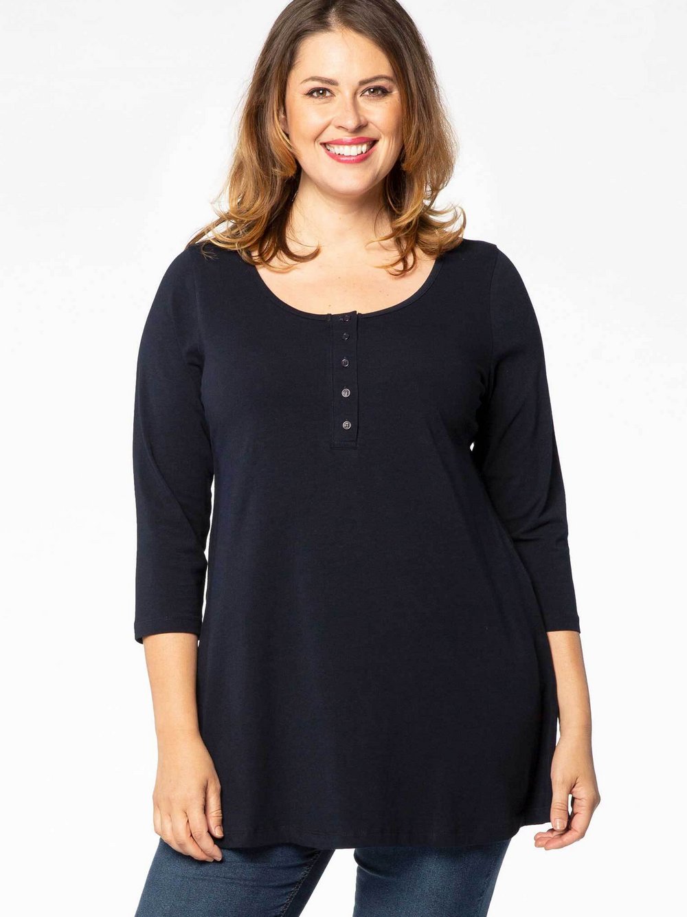 Thumbnail - YOEK Tunika Damen Baumwolle blau, 50-52