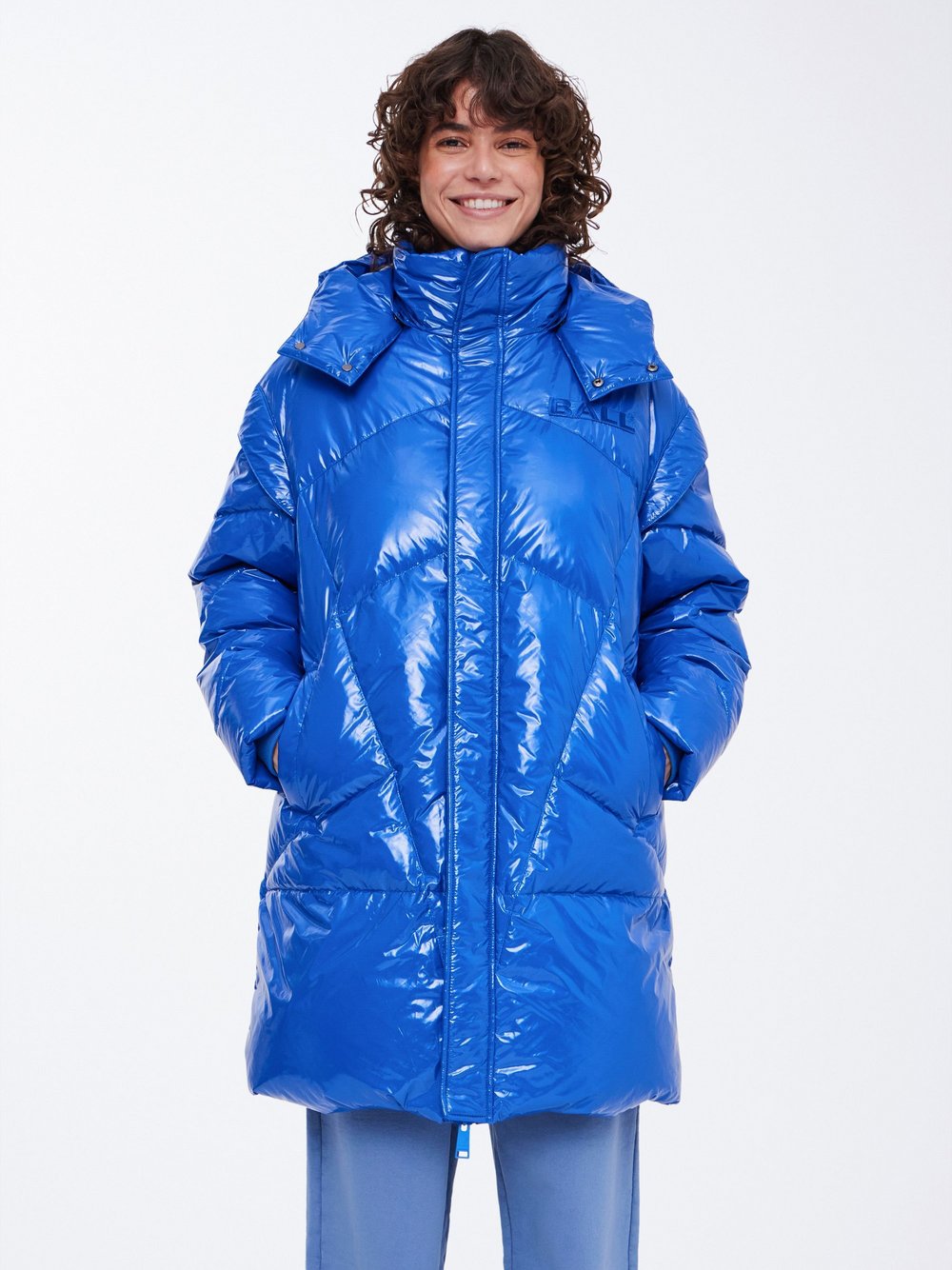 Ball Steppmantel Damen blau, XXL