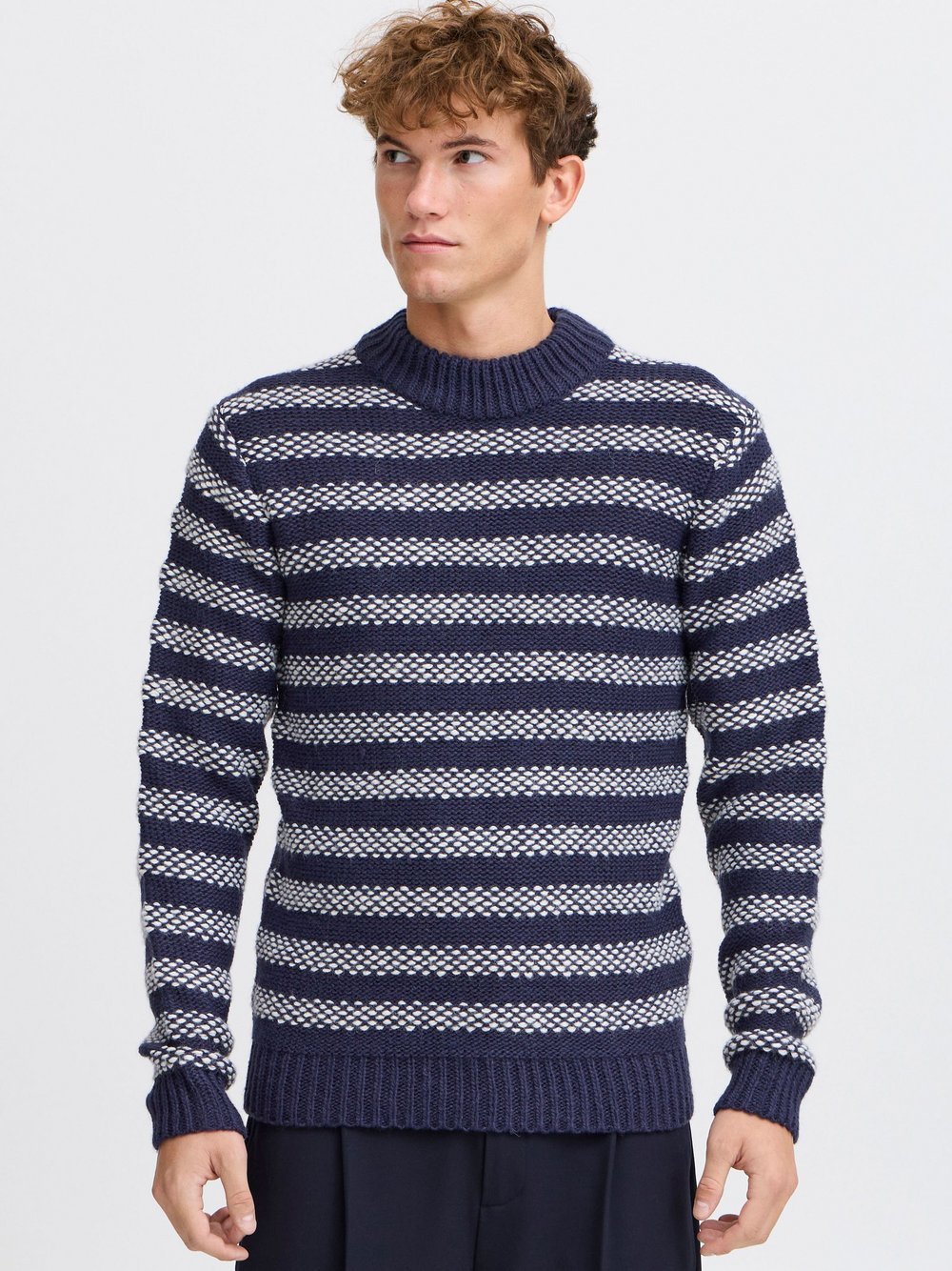 CASUAL FRIDAY Strickpullover Herren blau gestreift, L