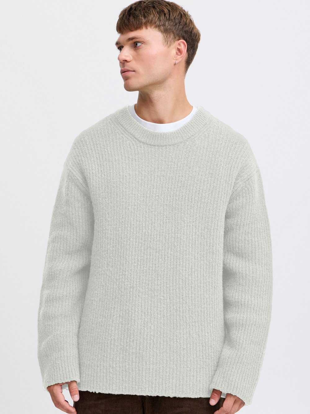 Solid Strickpullover Herren grau meliert, M